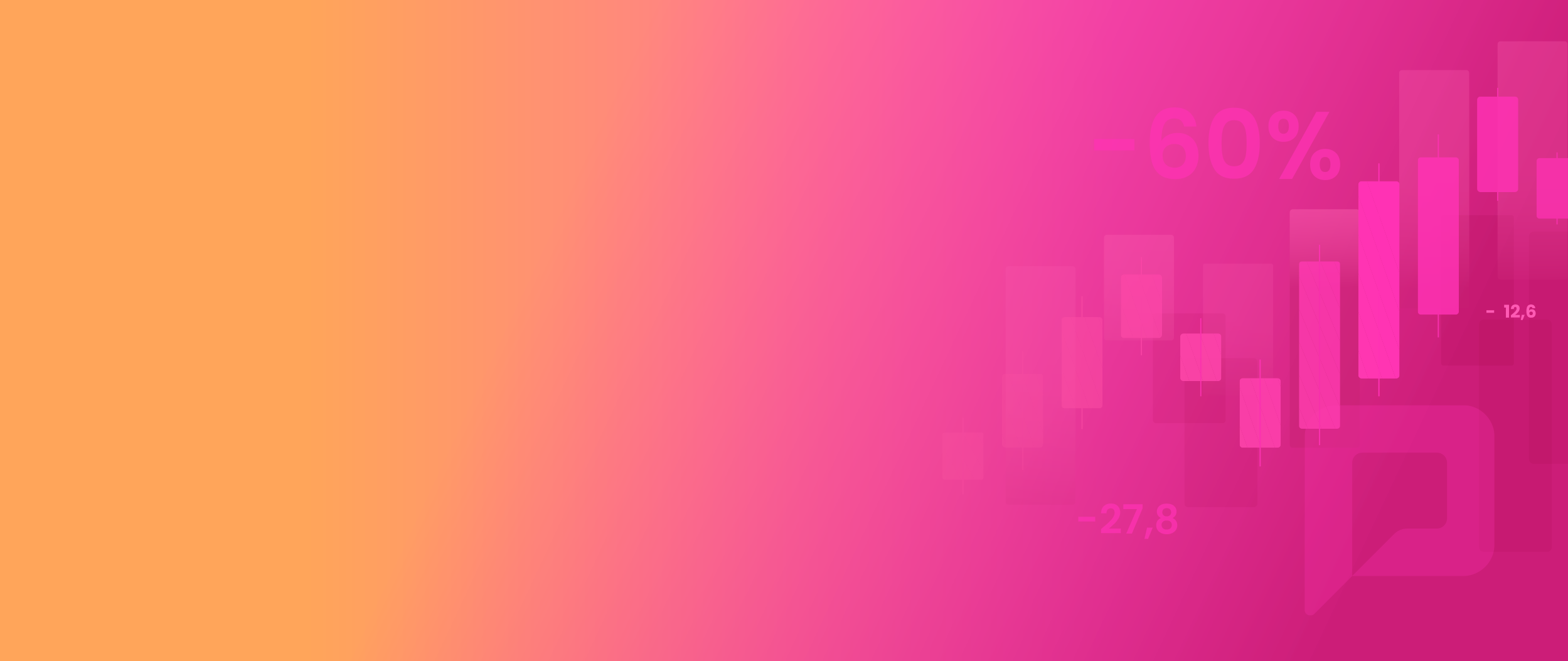 Farbverlauf orange pink mit Diagrammen im Hintergrund