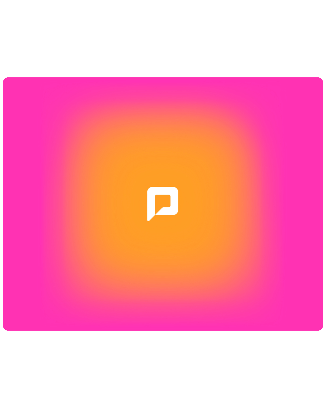 softwertraum denkraum pink und oranger Farbhintergrund mit Sprechblase Icon in der Mitte