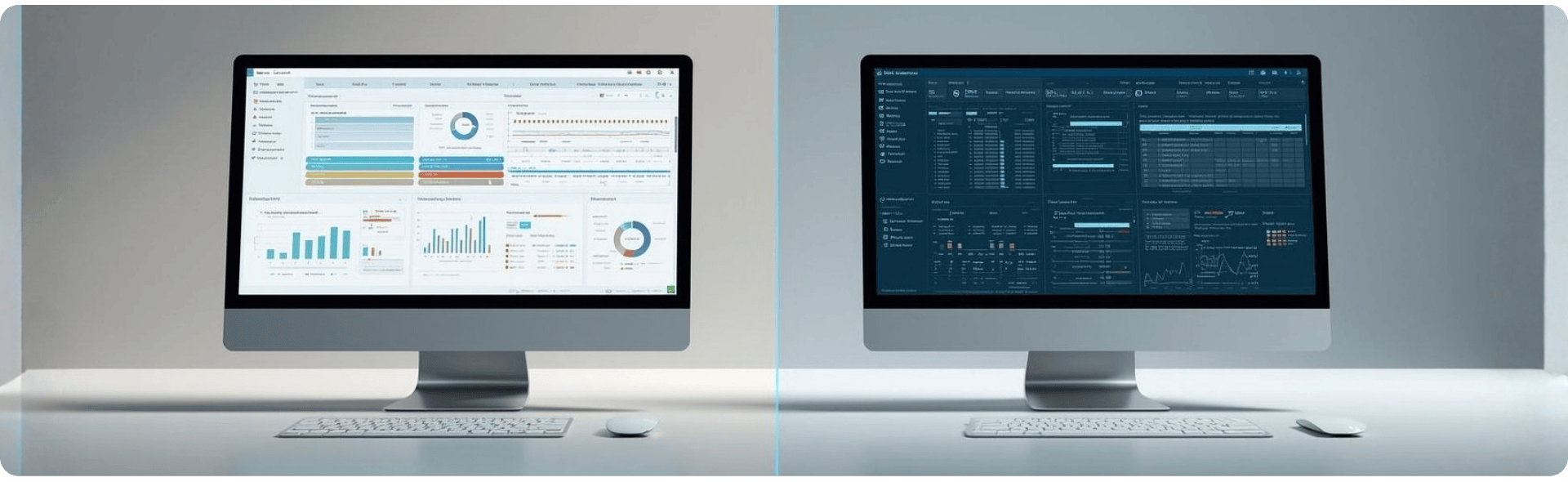 zwei ERP Systeme nebeneinander, um zu vergleichen